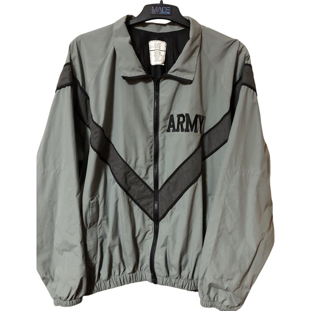 US IPFU Army Jacket Windbreaker Rain Resistant Vented Green with Gray Stripes L